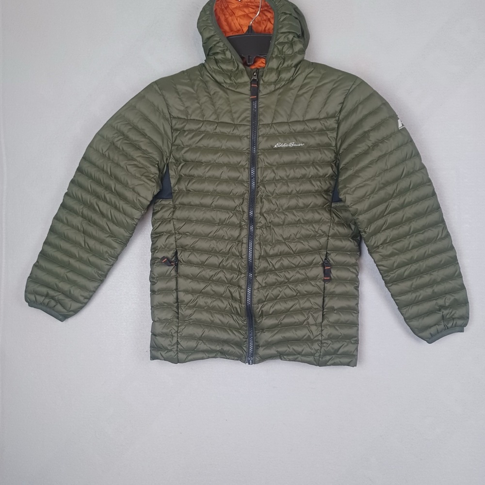 Eddie Bauer Puffer Jacket Kids Size M (10-12) Olive Green First Ascent Hooded